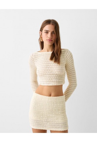 Cropped crochet sweater