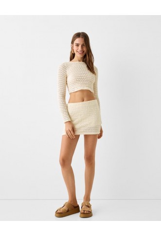 Cropped crochet sweater