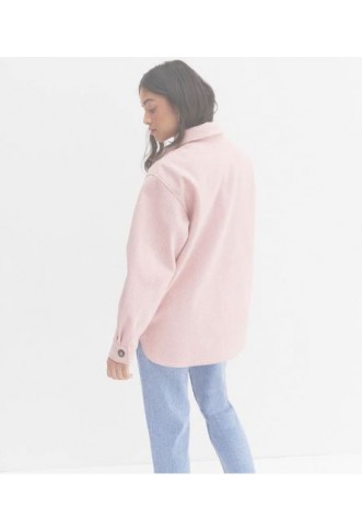 Petite Mid Pink Plain Double Pocket Shacket