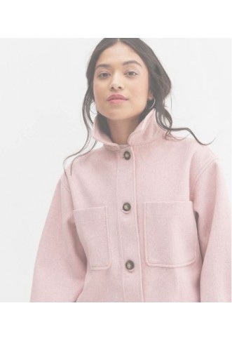 Petite Mid Pink Plain Double Pocket Shacket