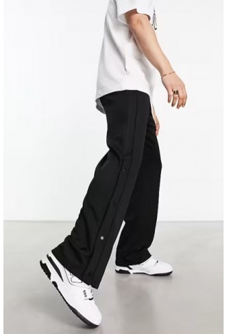 Weekday Raheem smart jersey trousers with side poppers in black