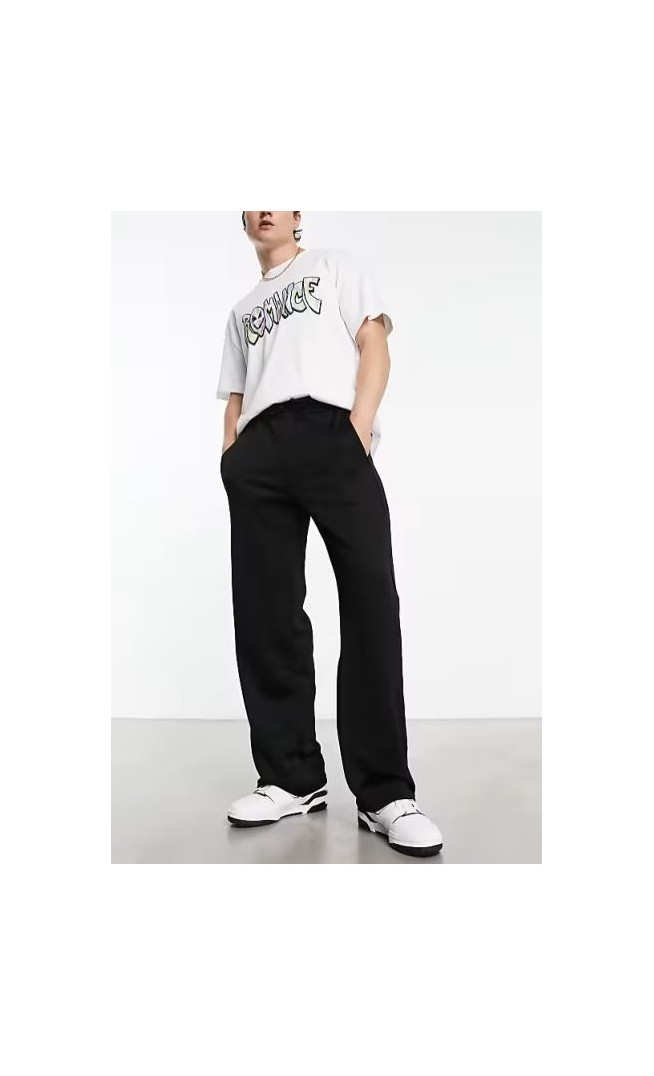 Weekday Raheem smart jersey trousers with side poppers in black