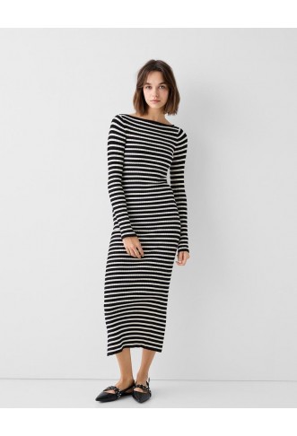 Ribbed knit midi dress with...