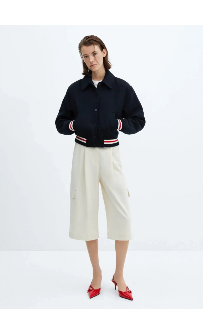 Oversized woolen bomber jacket