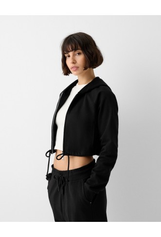 Cropped zip-up hoodie