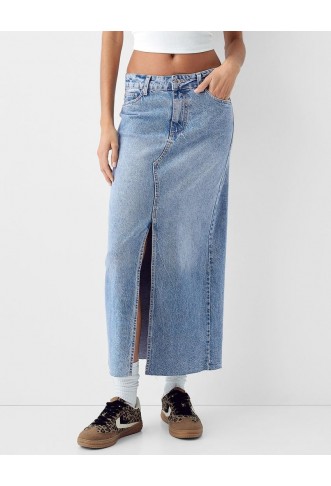 Denim midi skirt