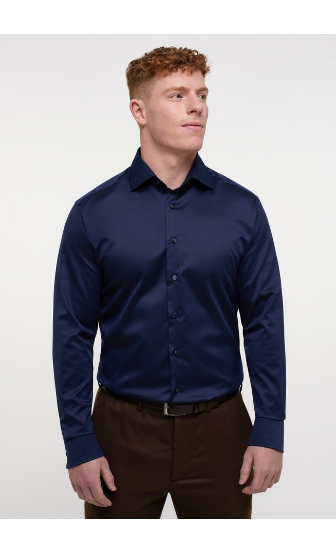 MODERN FIT Luxury Shirt in dark blue plain