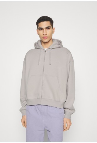 REGULAR BOXY ZIP HOODIE - Zip-up sweatshirt - light grey solid