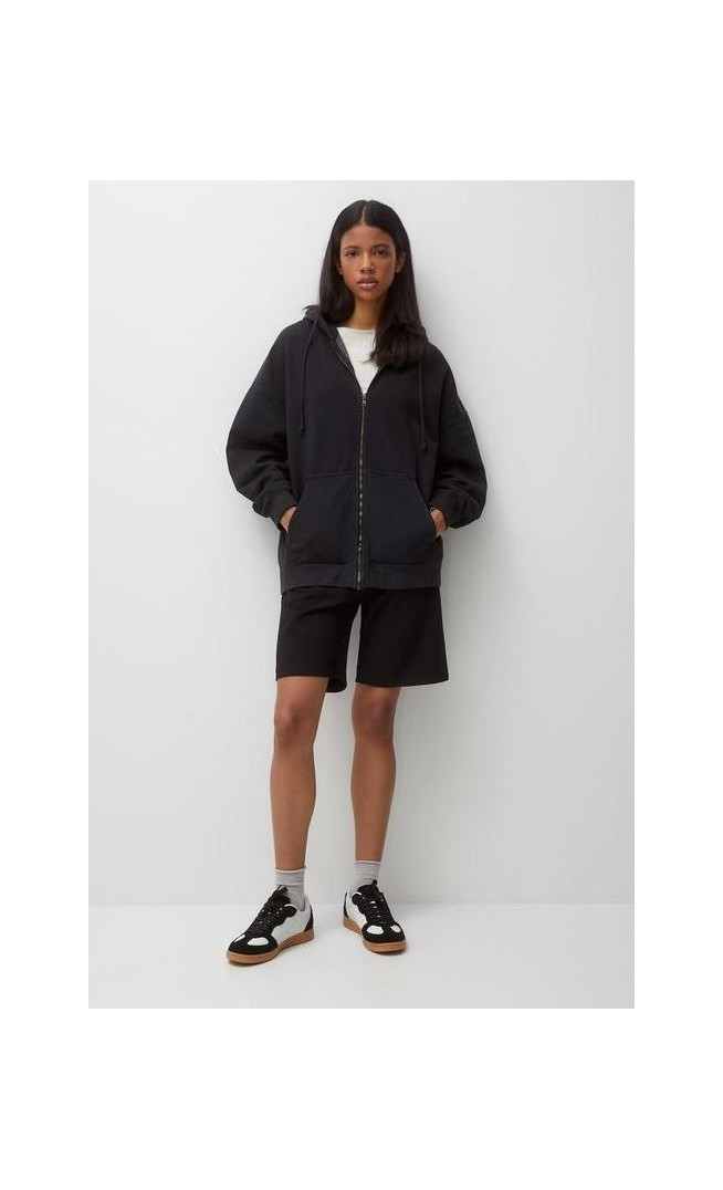 Oversized hoodie with boiled effect and zip pull & bear