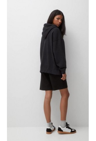 Oversized hoodie with boiled effect and zip pull & bear