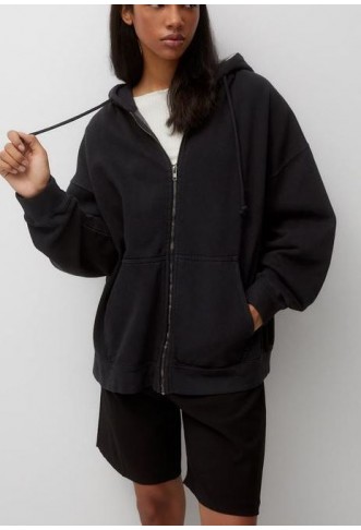 Oversized hoodie with boiled effect and zip pull & bear