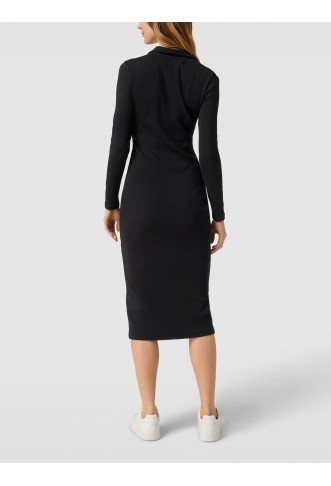 Midi dress with label details in black