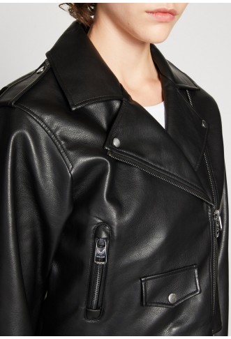 ONLLOUIE BIKER - Faux leather jacket - black