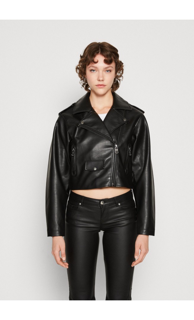 ONLLOUIE BIKER - Faux leather jacket - black