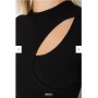 Black top and bottom set with cut-outs, ribbed knit and flexible single sleeve