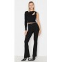 Black top and bottom set with cut-outs, ribbed knit and flexible single sleeve