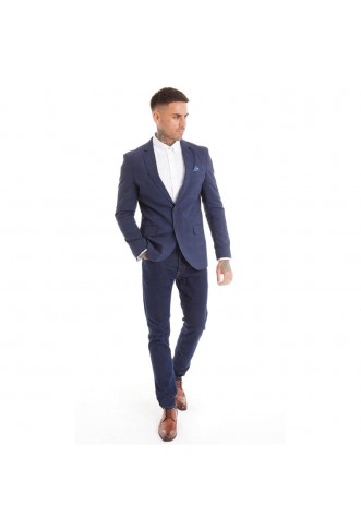 Mens Check Blazer Navy