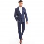 Mens Check Blazer Navy