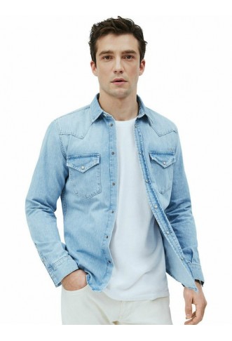 Pepe Jeans Men's Shirt with Long Sleeves Regular Fit Blue