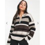 Weekday Nicki pike sweater with zip collar detail in multi stripe