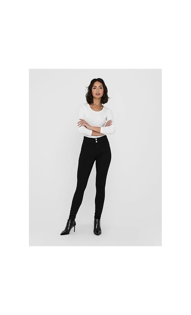 Only Onlrain Life Hw SK Wide W/B Pimblack Jeans Femme