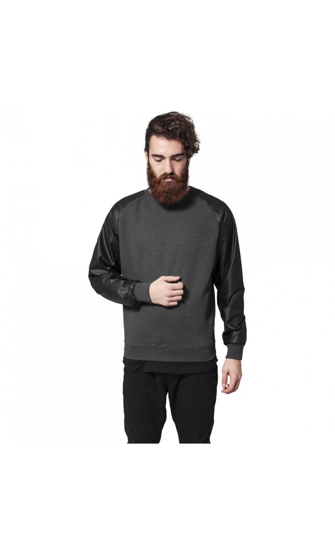 Urban Classic raglan leather imitation crew t-shirt