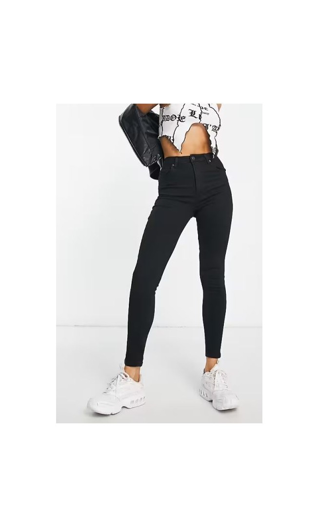 Bershka high waist skinny jean in black