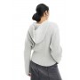 Weekday Ofelia zip through knitted cardigan hoodie in light grey