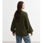 Khaki Balloon Sleeve Chunky Knit Cardigan