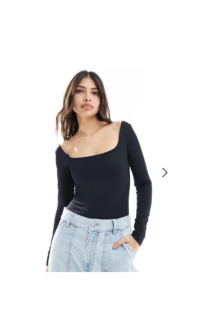 Bershka seamless bodysuit in black