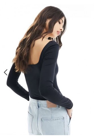 Bershka seamless bodysuit in black