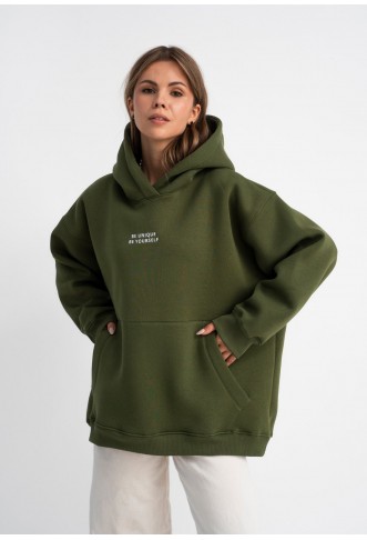 EMBROIDERY - Hoodie - khaki