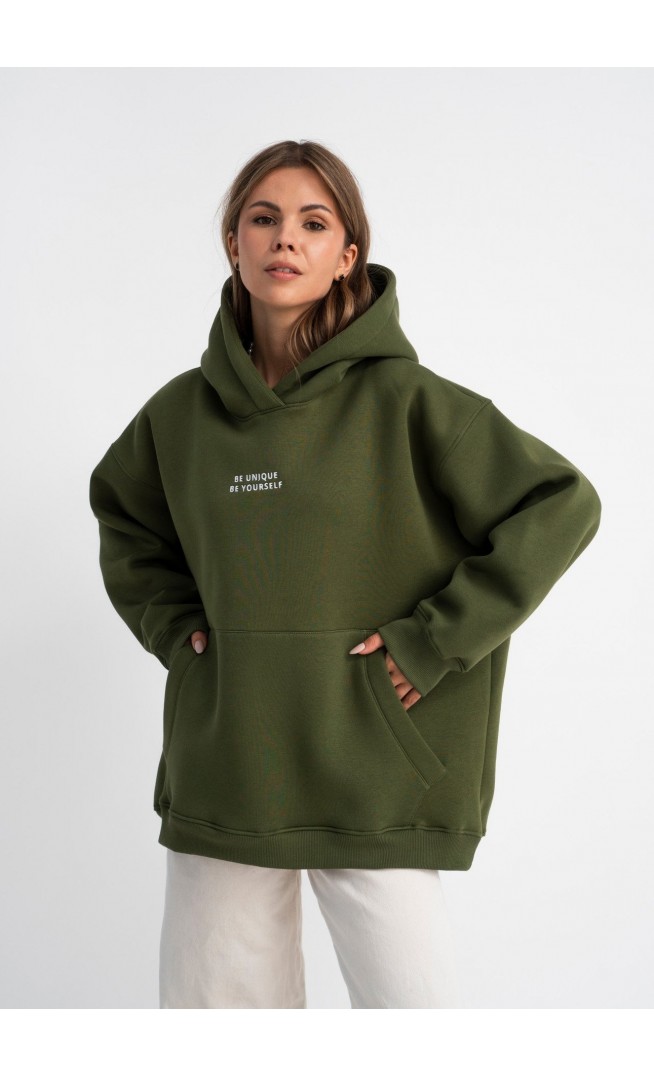 EMBROIDERY - Hoodie - khaki