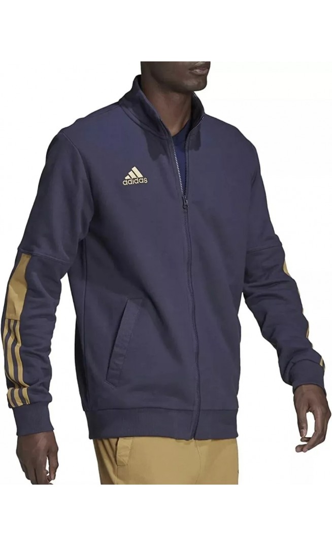 Adidas Men Tiro Full Zip Cotton Jacket SMALL Blue Gold H56629