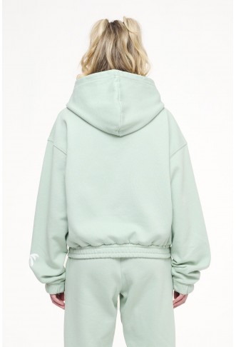 Hills Cropped Zip Hoodie Vintage Washed Milky Green