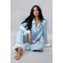 Blue Embroidered Feather PJ Pants