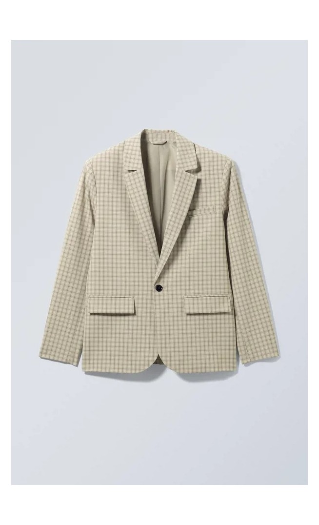 Olle Checked Suit Jacket Beige Check