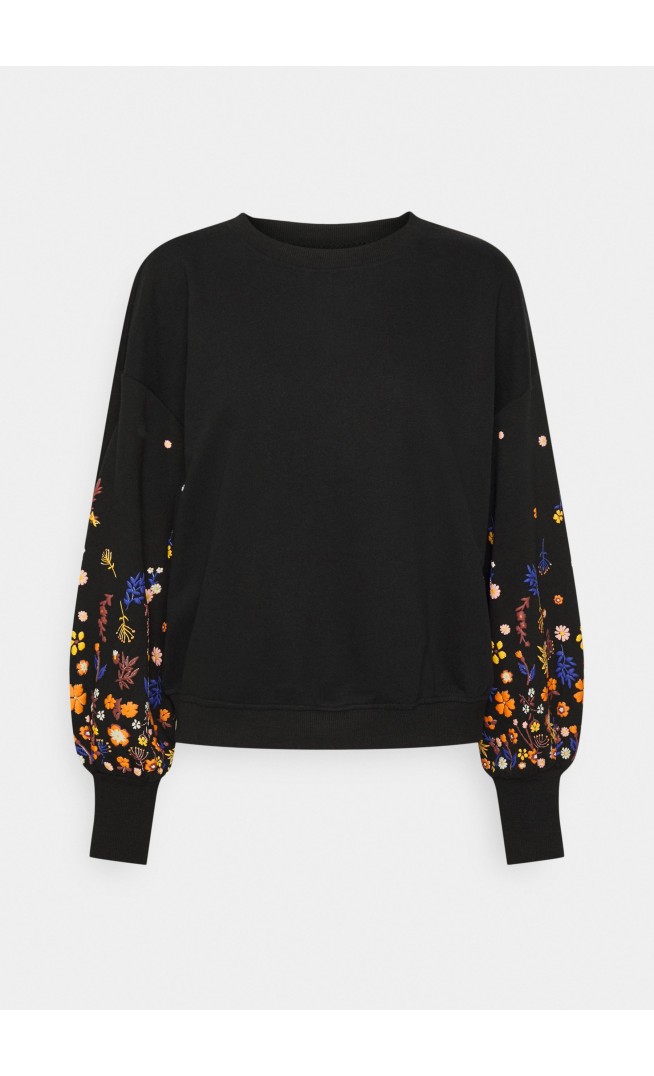 ONLBROOKE O NECK FLOWER - Sweatshirt - black