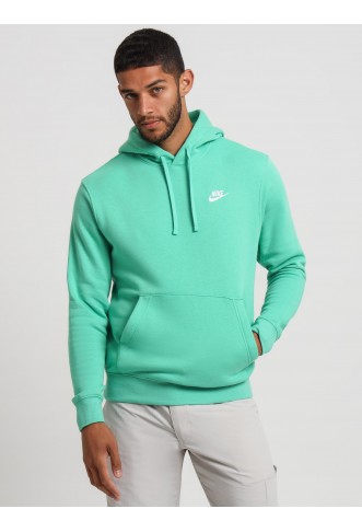 Sportswear Club Fleece Pullover Hoodie in Spring Green & White