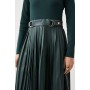 Pu Knit Pleated Skirt Midi Dress