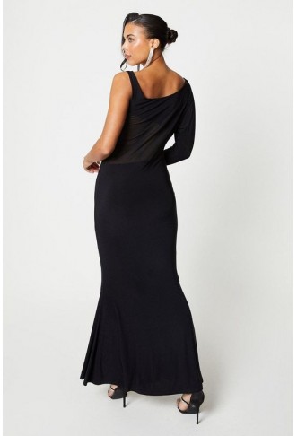 Sophie Habboo Mesh Panel Asymmetric Maxi Dress