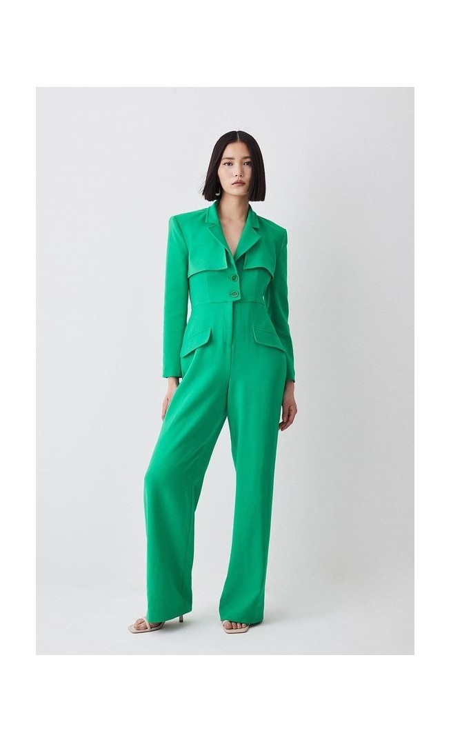 Compact Stretch Tailored Two Piece Jumpsuit