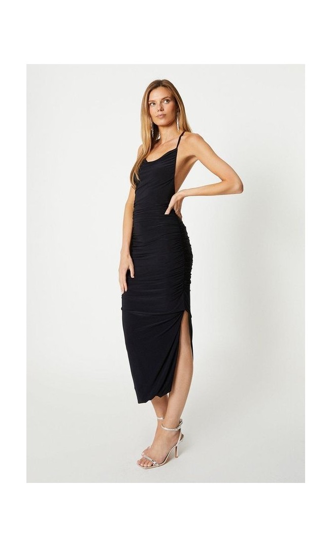 Ruched Slinky Jersey Maxi Dress