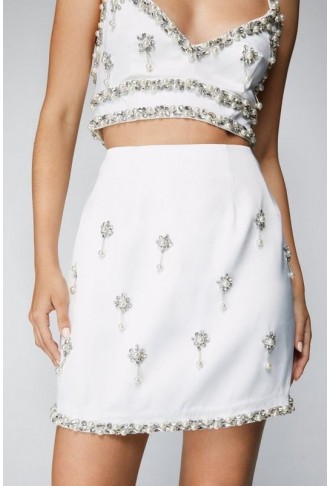 Premium Embellished Tailored Mini Skirt