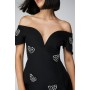 Embellished Diamante Heart Mini Dress