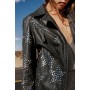 Real Leather Star Studded Fringe Jacket