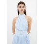 Georgette Belted Pleated Midi Dress