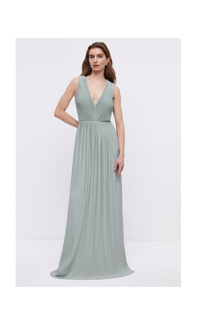 Sunray Pleated Hem Sweep Jersey Bridesmaids Dress