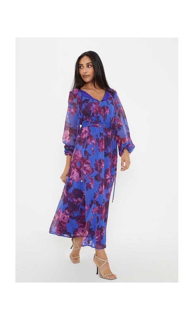 Petite Floral Tie Front Maxi Dress