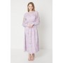 Lilac Floral Chiffon Trim Insert Blouson Sleeve Midaxi Dress